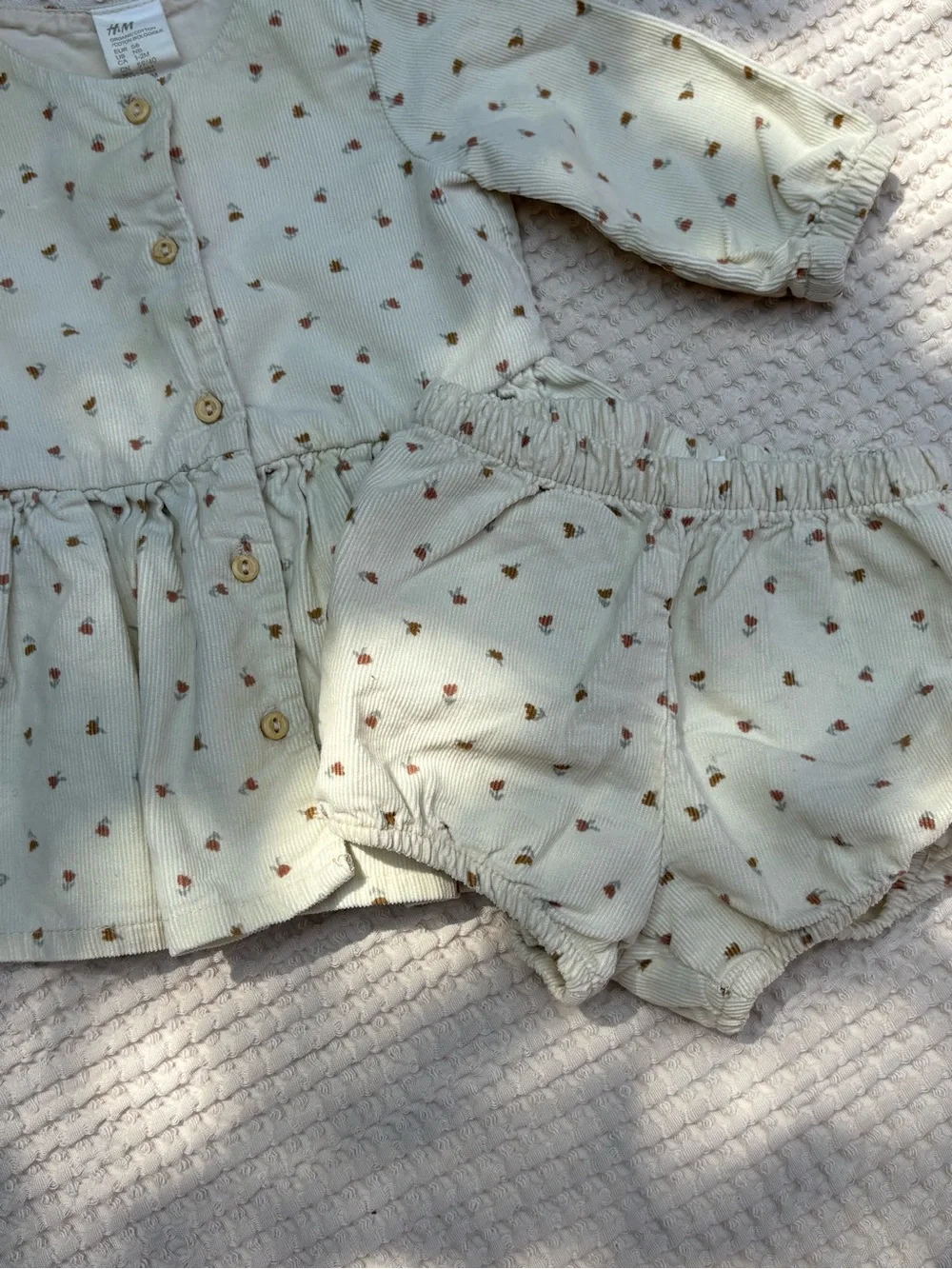 H&M Cream NB Dress and Bloomers with Tiny Floral Print